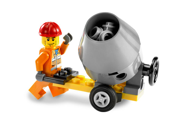 Minifigura de Lego com carrinho de mão